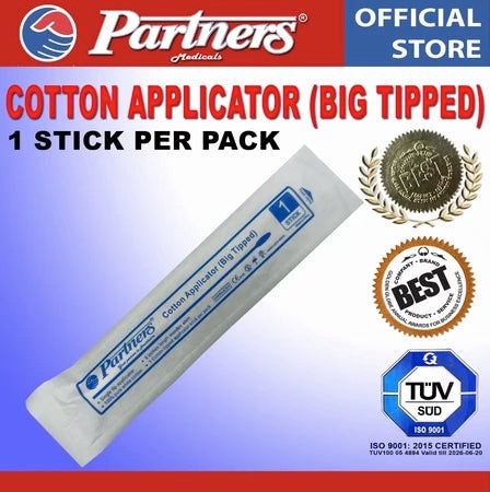 Partners Cotton Applicator Stick Big Tipped [20 packs, 1pcs/pck] - Sterile