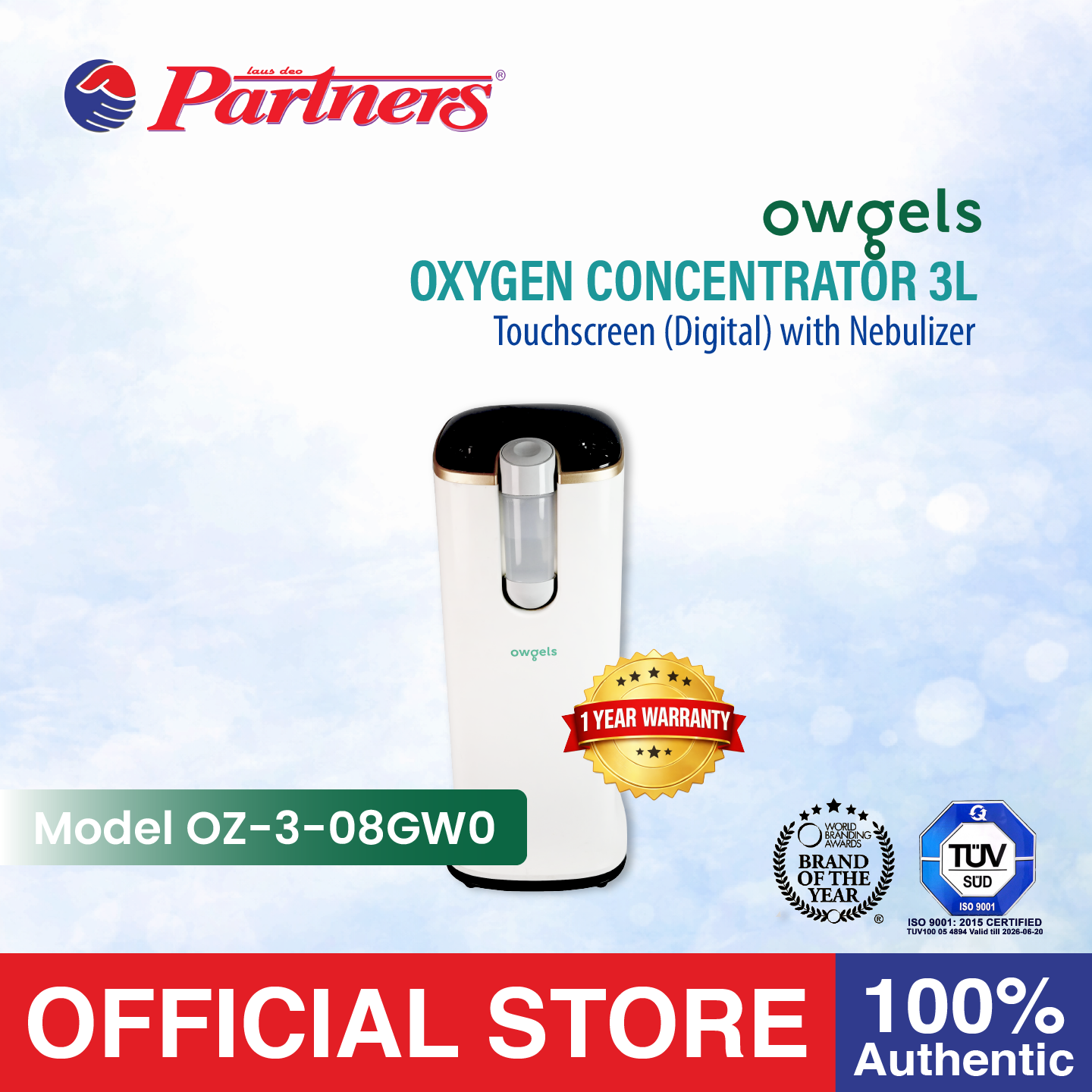 Owgels Oxygen Concentrator 3L Touchscreen (Digital) With Nebulizer Function