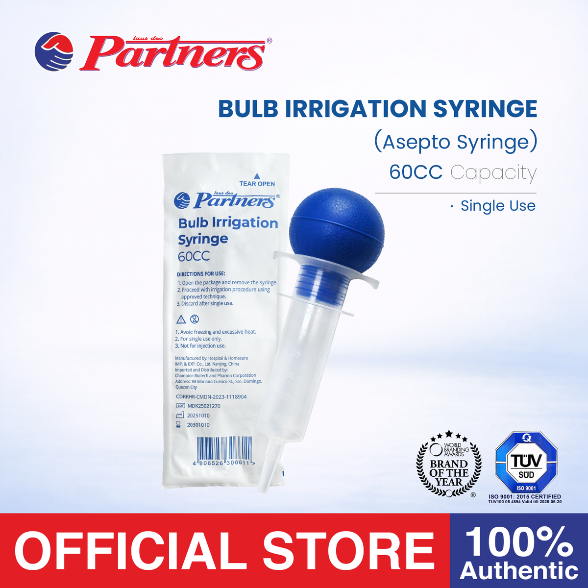 Partners Asepto Syringe 60cc (1pc)