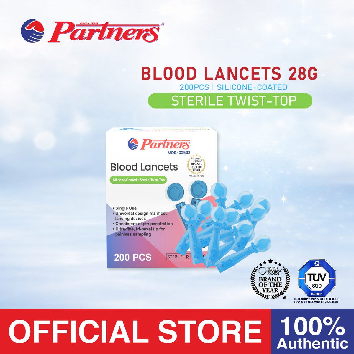 Partners Blood Glucose Lancets Sterile (200 pcs)