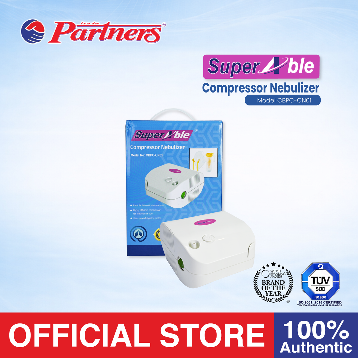 SuperAble Compressor Nebulizer Piston with 1pc Nebulizer Kit, 1pc Nebulizer Mask Adult & 1pc Nebulizer