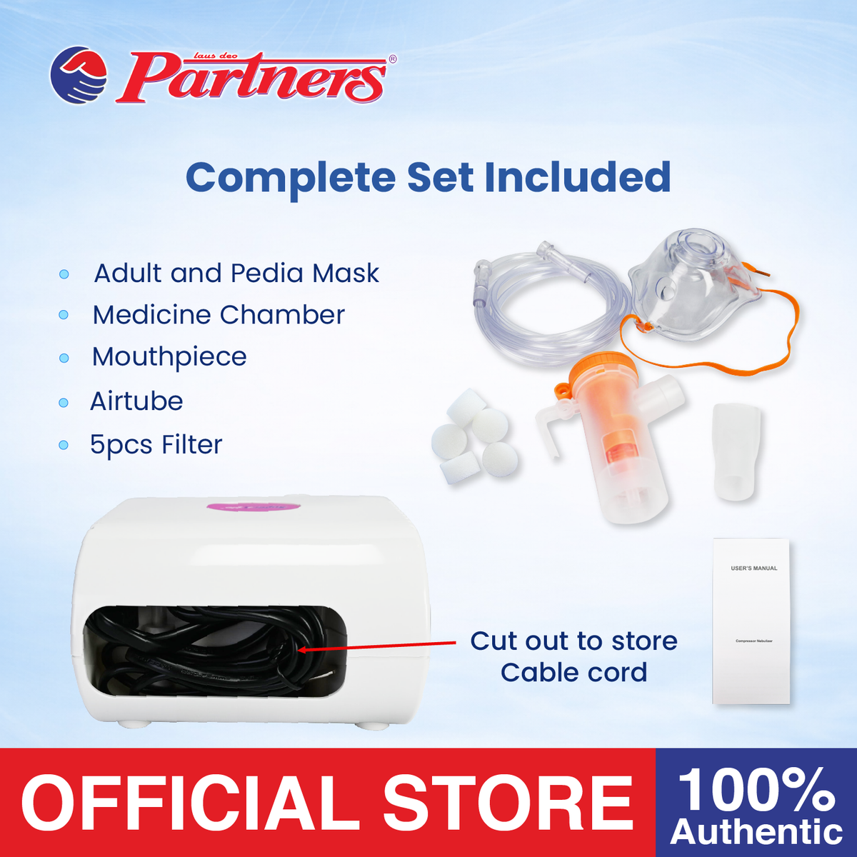 SuperAble Compressor Nebulizer Piston with 1pc Nebulizer Kit, 1pc Nebulizer Mask Adult & 1pc Nebulizer