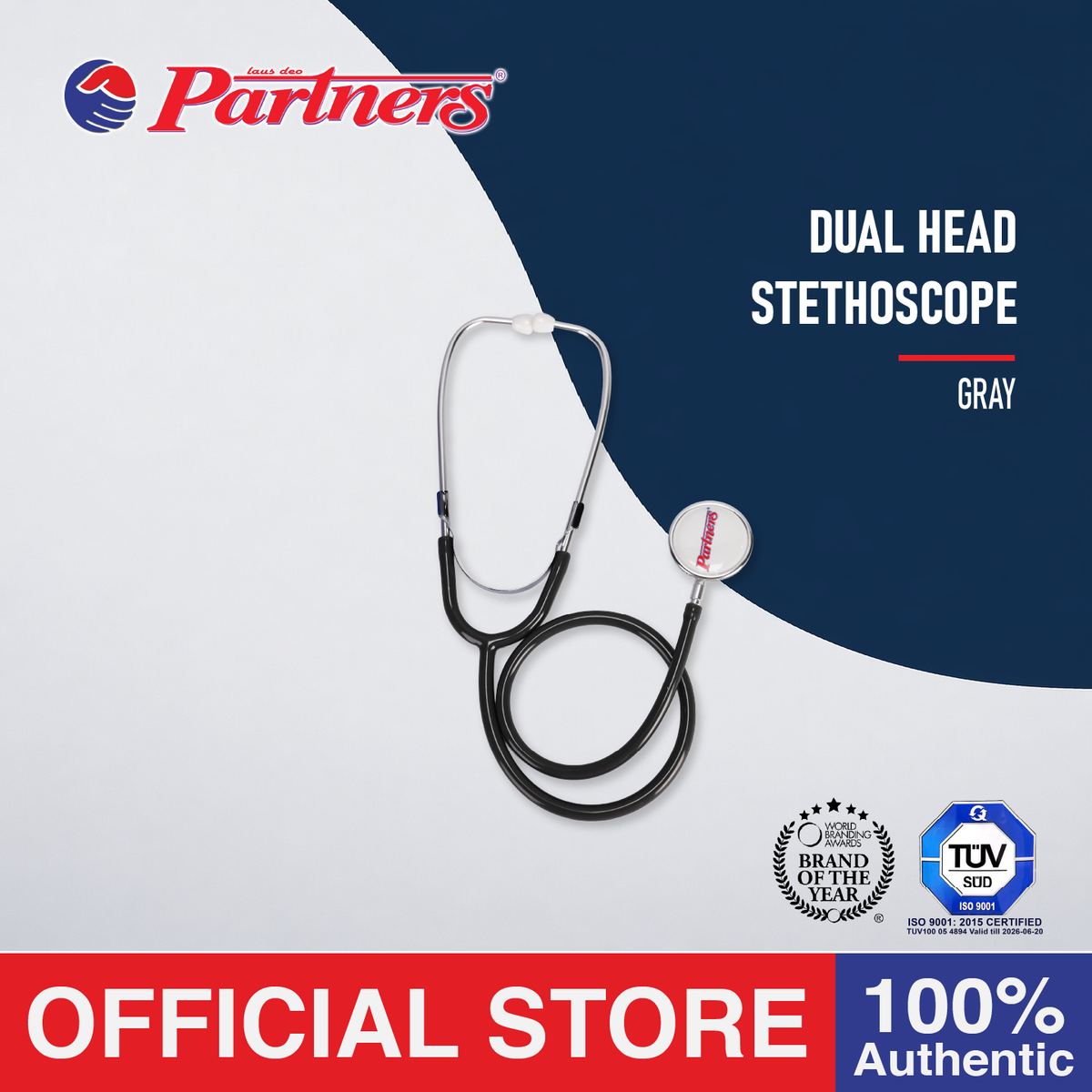Partners Dual-Head Stethoscope (1 unit) - Gray
