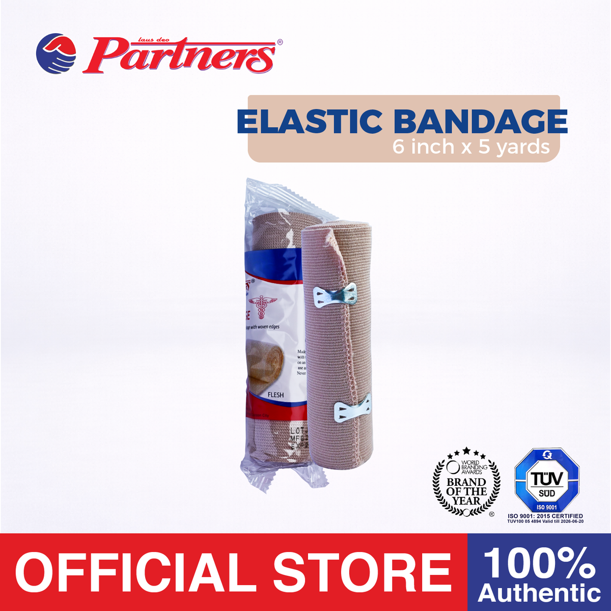 Partners Elastic Bandage 6x5 (High Elasticity) with Hook Closure