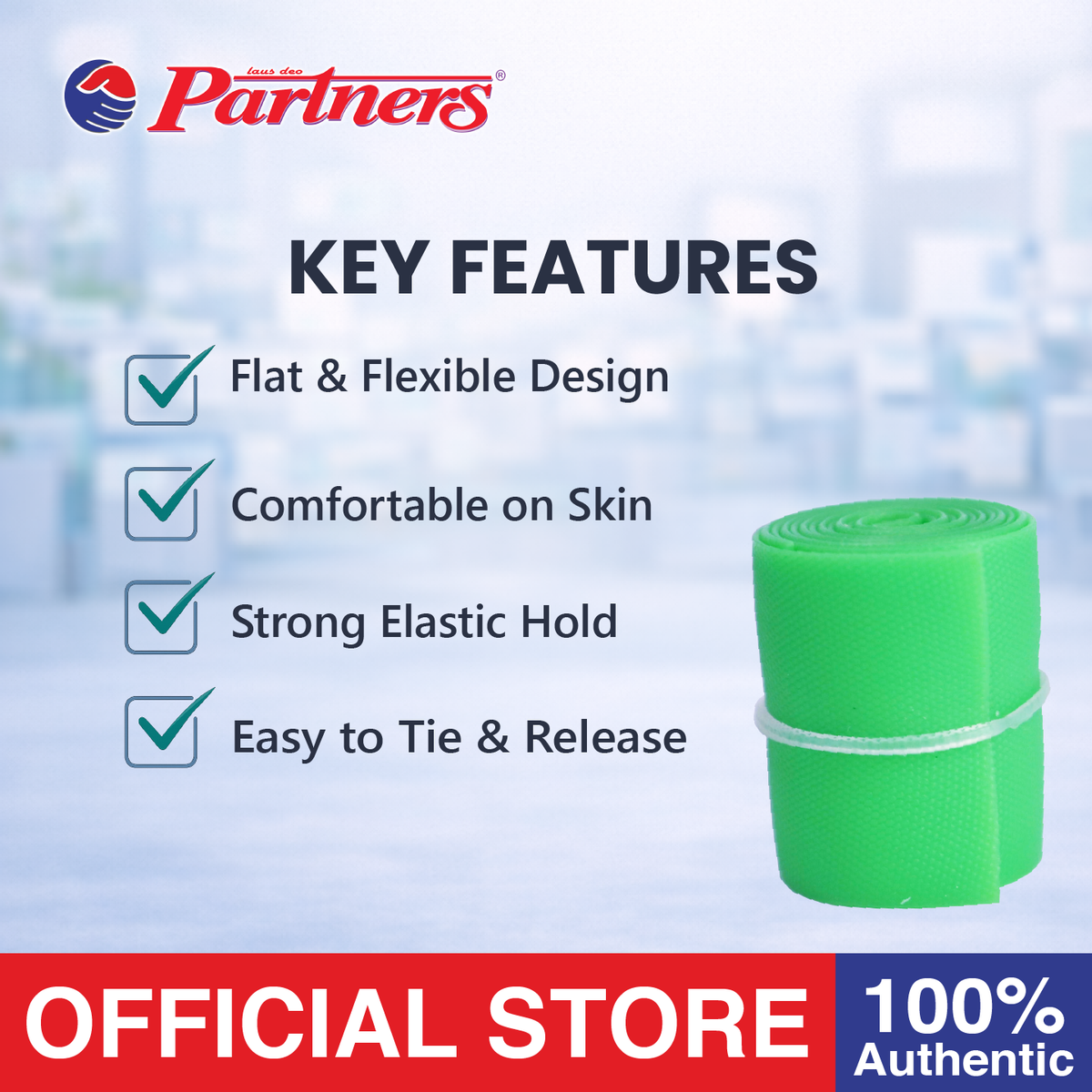 Partners Rubber Flat Tourniquet 3 Pieces (Green)