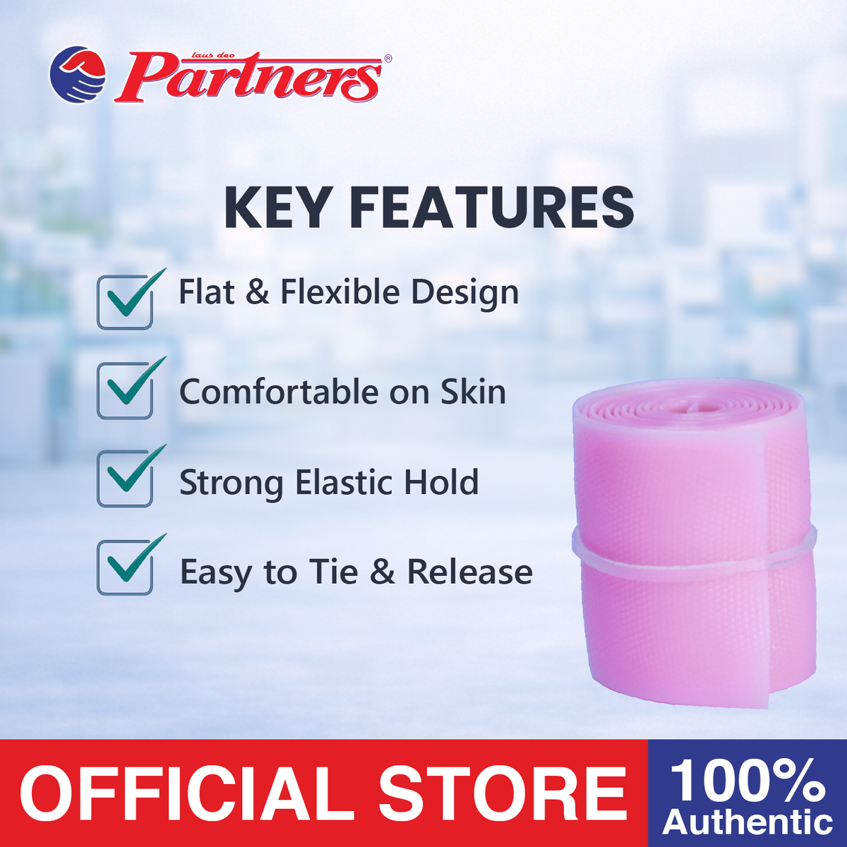 Partners Rubber Flat Tourniquet 3 Pieces (Pink)