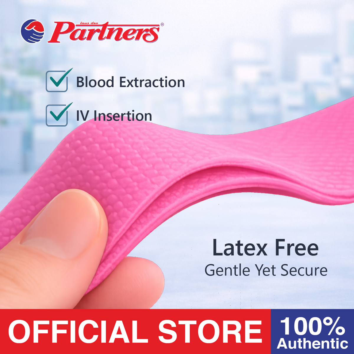 Partners Rubber Flat Tourniquet 3 Pieces (Pink)