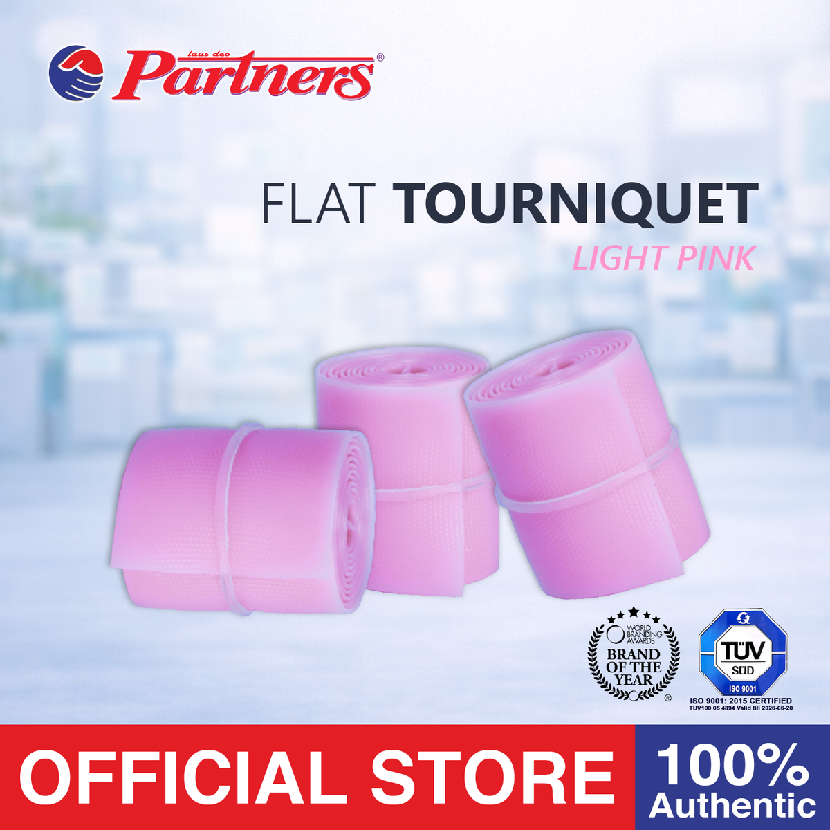Partners Rubber Flat Tourniquet 3 Pieces (Pink)