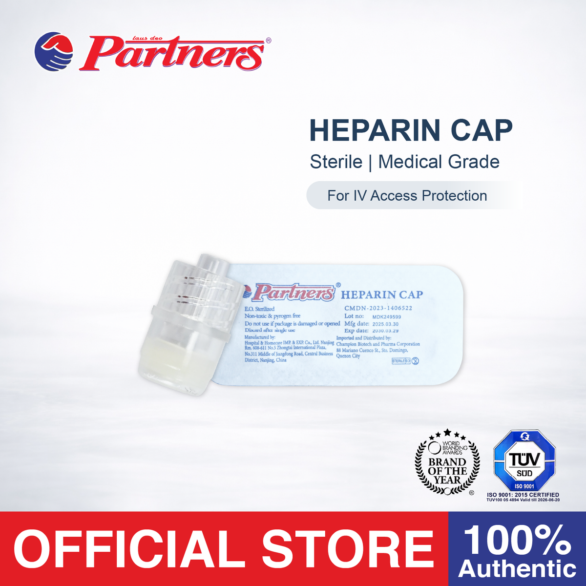 Partners Heparin Cap Standard - 10 Pieces