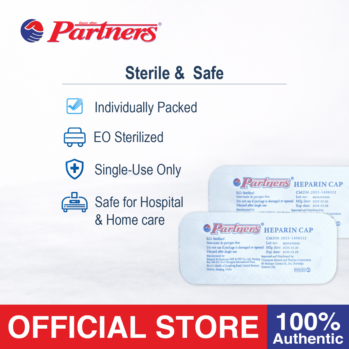 Partners Heparin Cap Standard - 10 Pieces