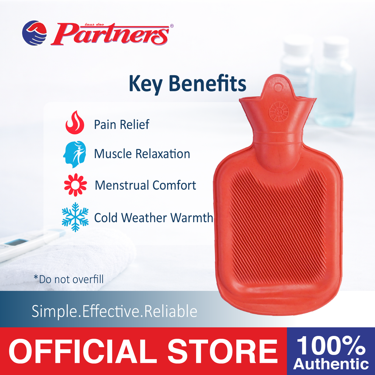 Partners Hot Water Bag / Hot Compress 500ml (Red)