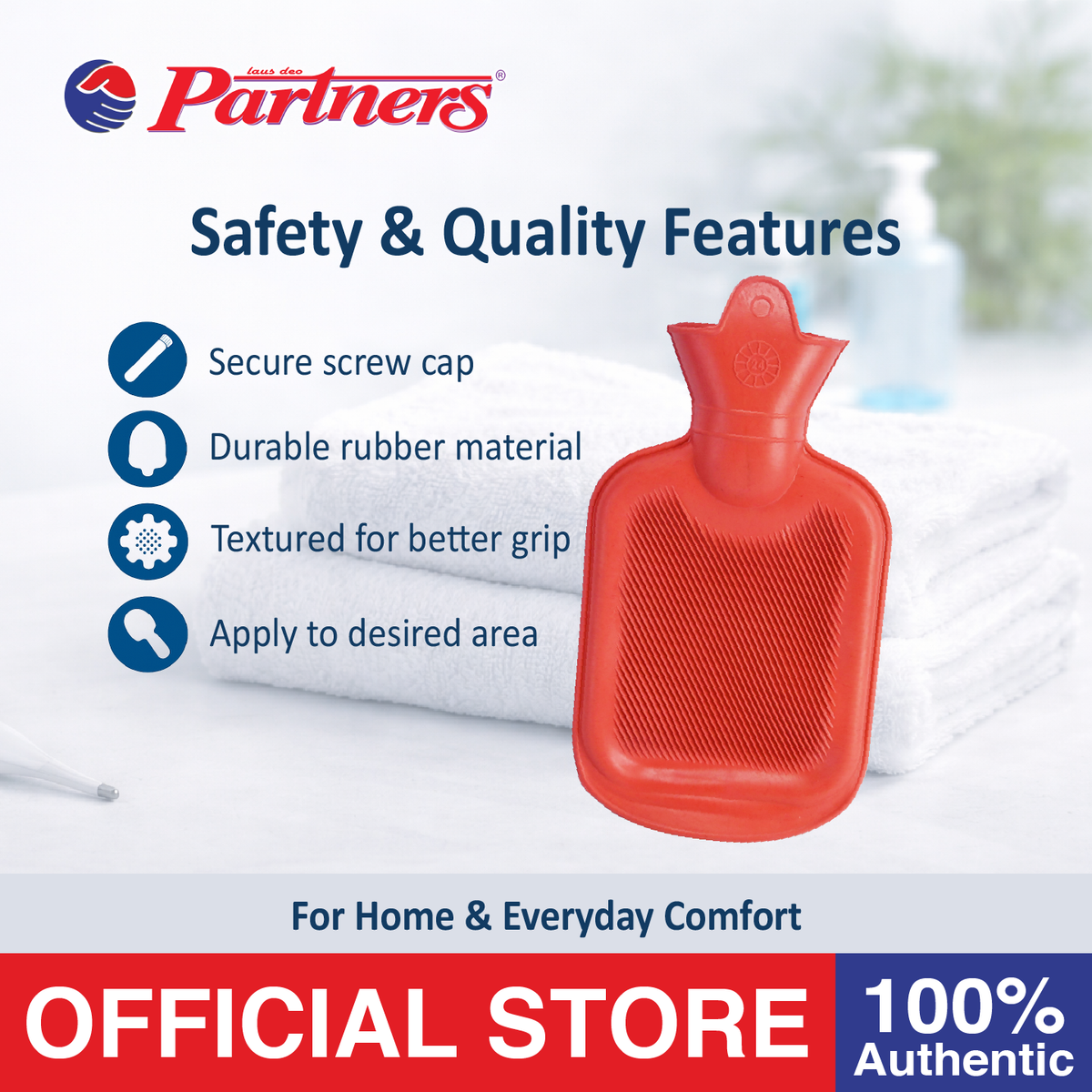 Partners Hot Water Bag / Hot Compress 500ml (Red)