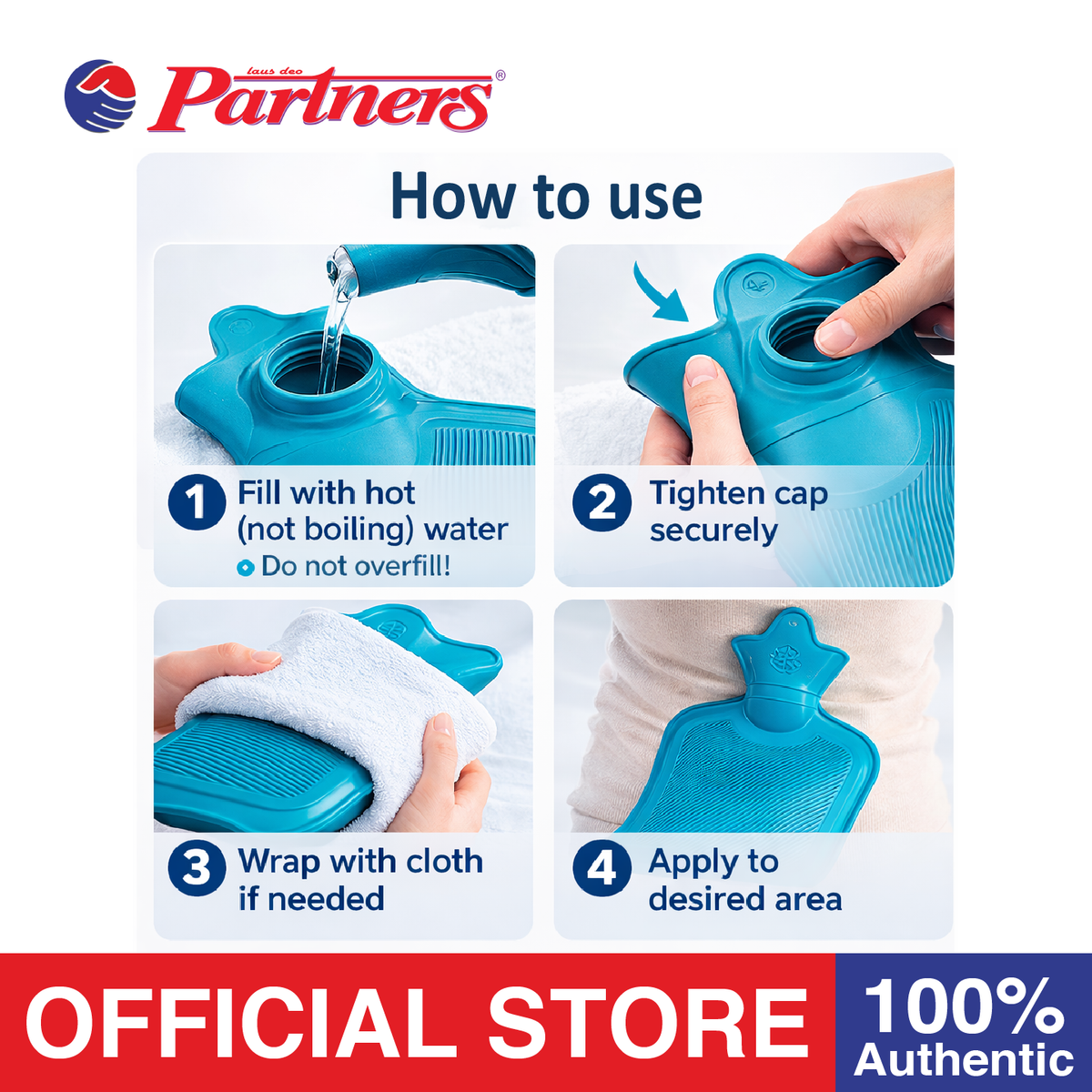 Partners Hot Water Bag / Hot Compress 1000ml (Blue)