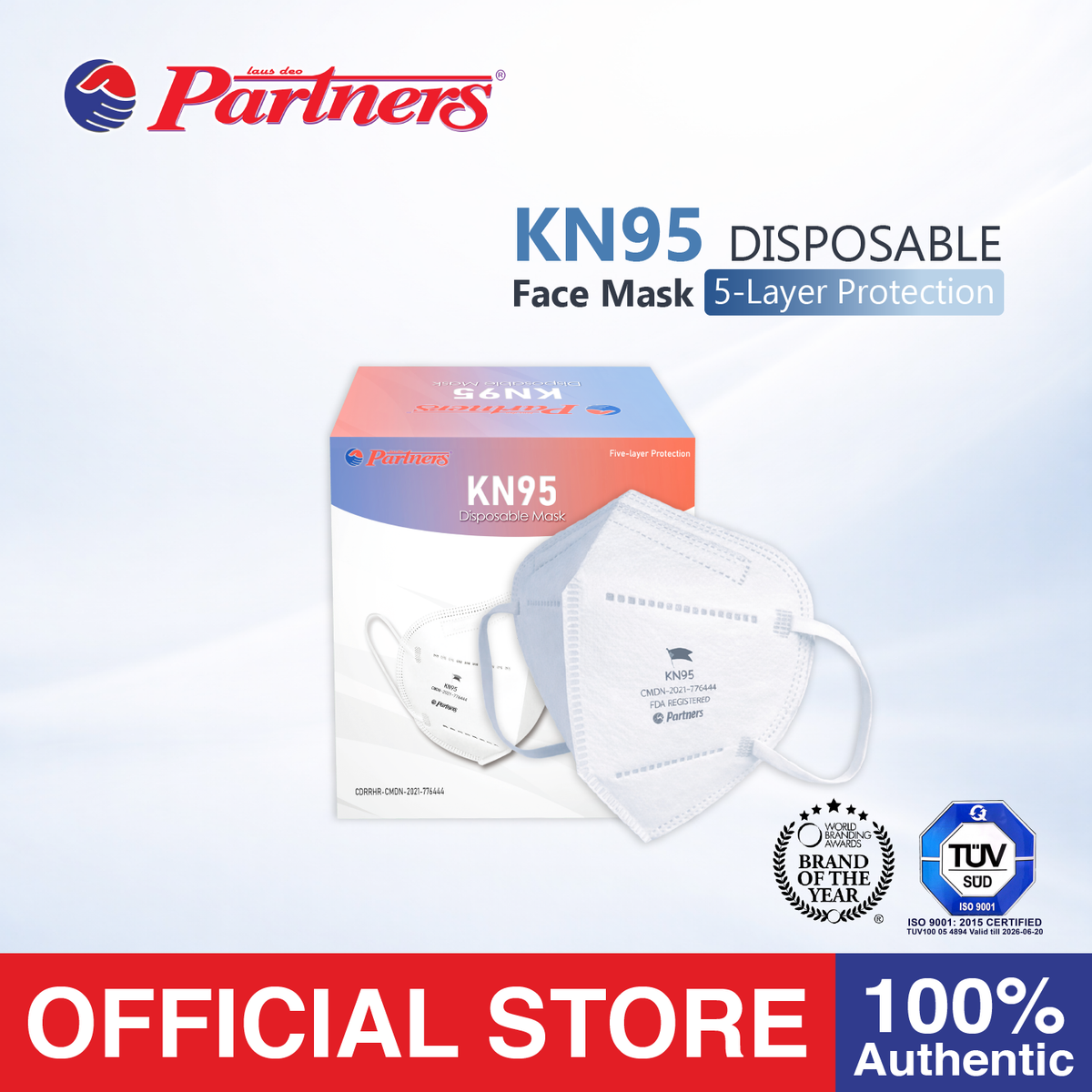 Partners KN95 Disposable Face Mask - [ 20 PIECES/BOX ]
