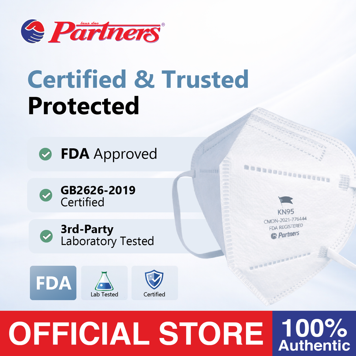 Partners KN95 Disposable Face Mask - [ 20 PIECES/BOX ]