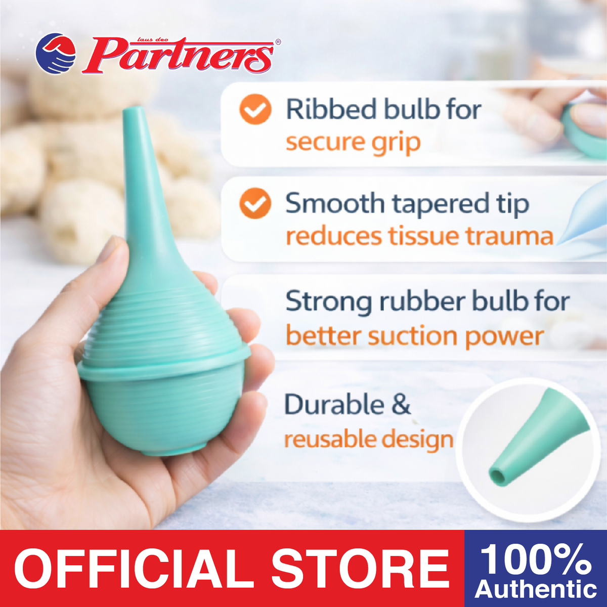 Partners Rubber Suction Ear Syringe - 30ml