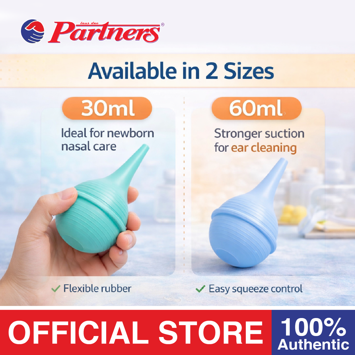 Partners Rubber Suction Ear Syringe - 60ml