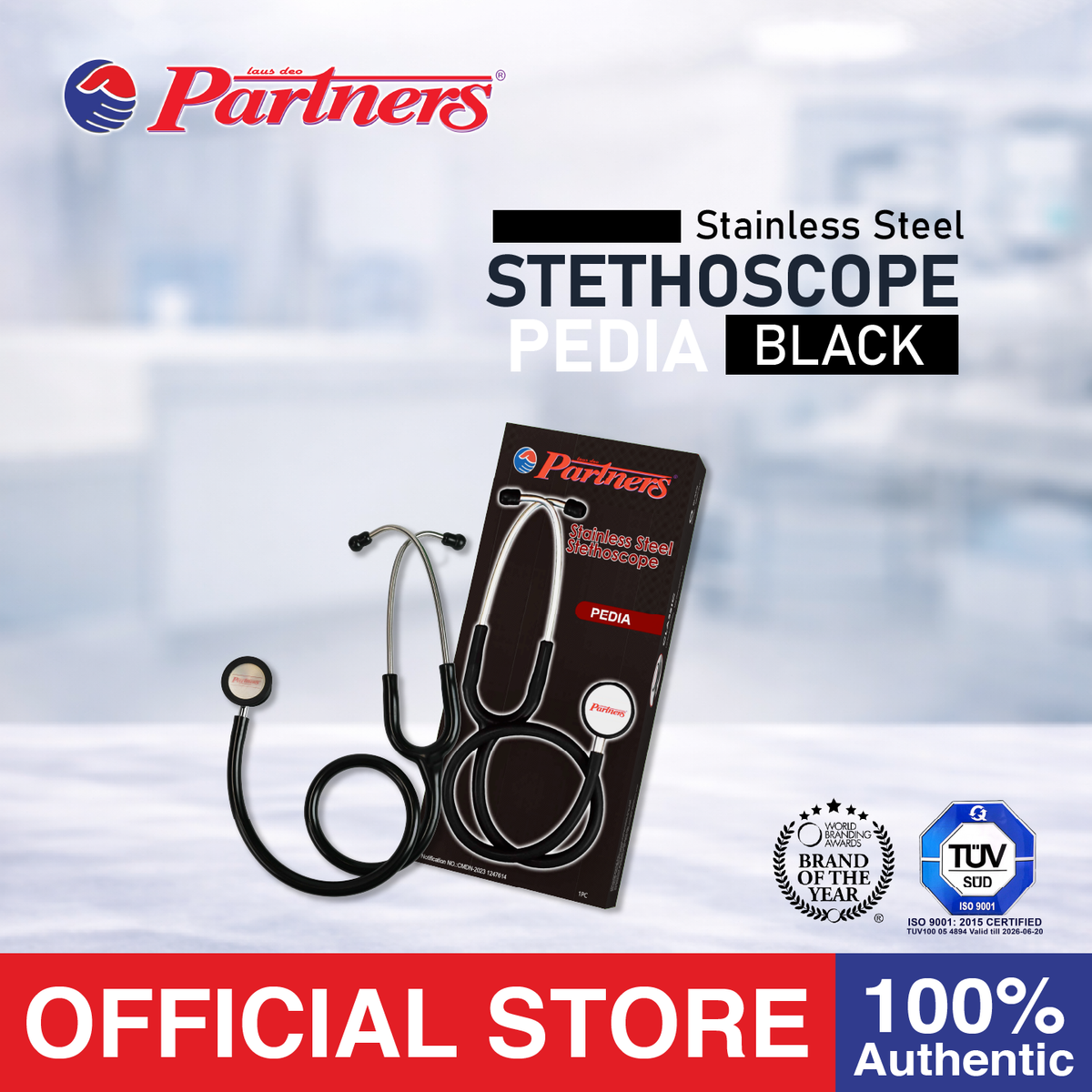 Partners Stethoscope Littmann- Type Pedia ( Black )