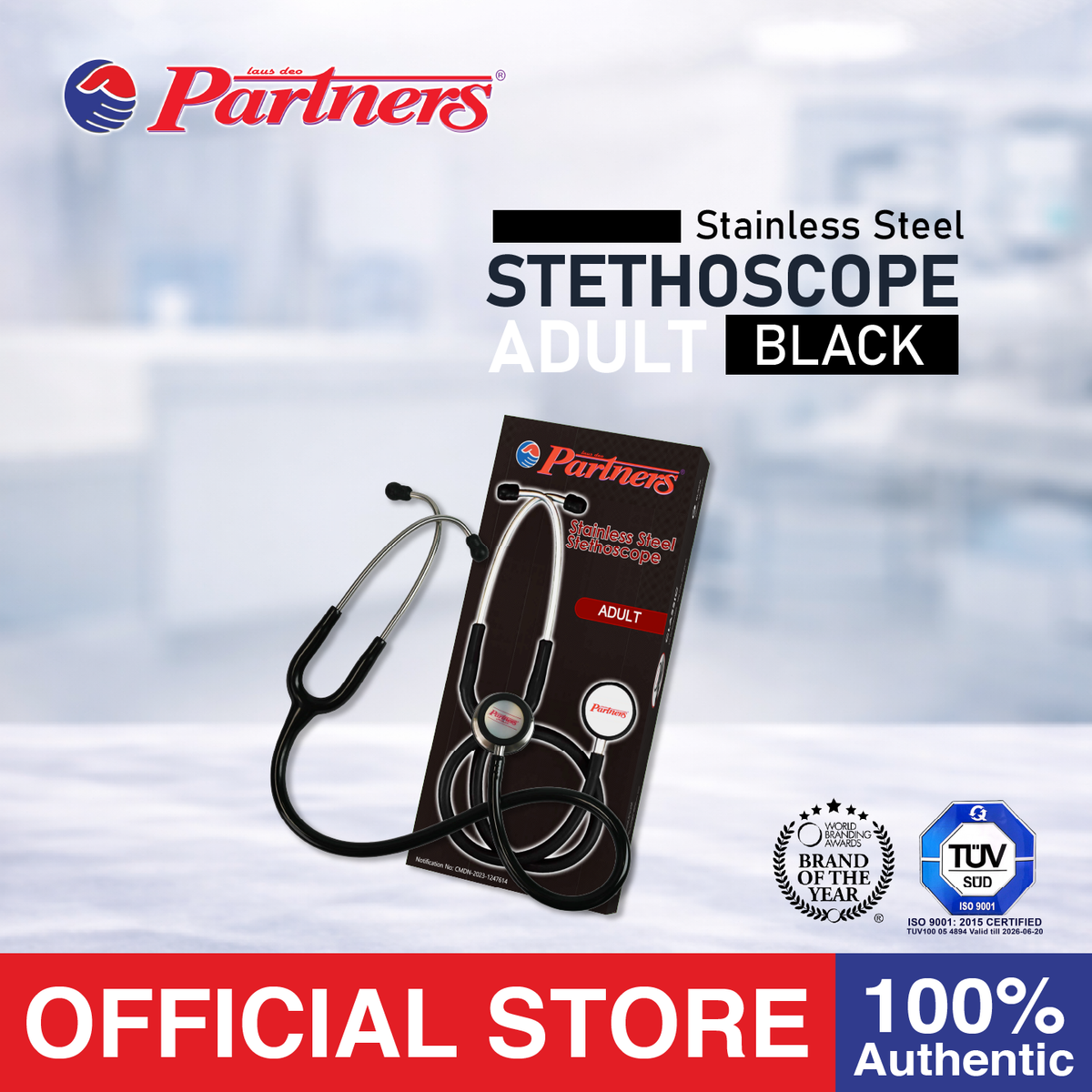 Partners Stethoscope Adult ( Black )