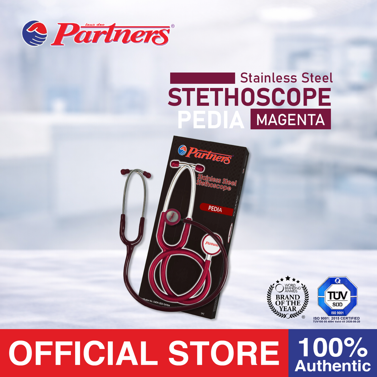 Partners Stethoscope Littmann- Type Pedia ( Magenta )