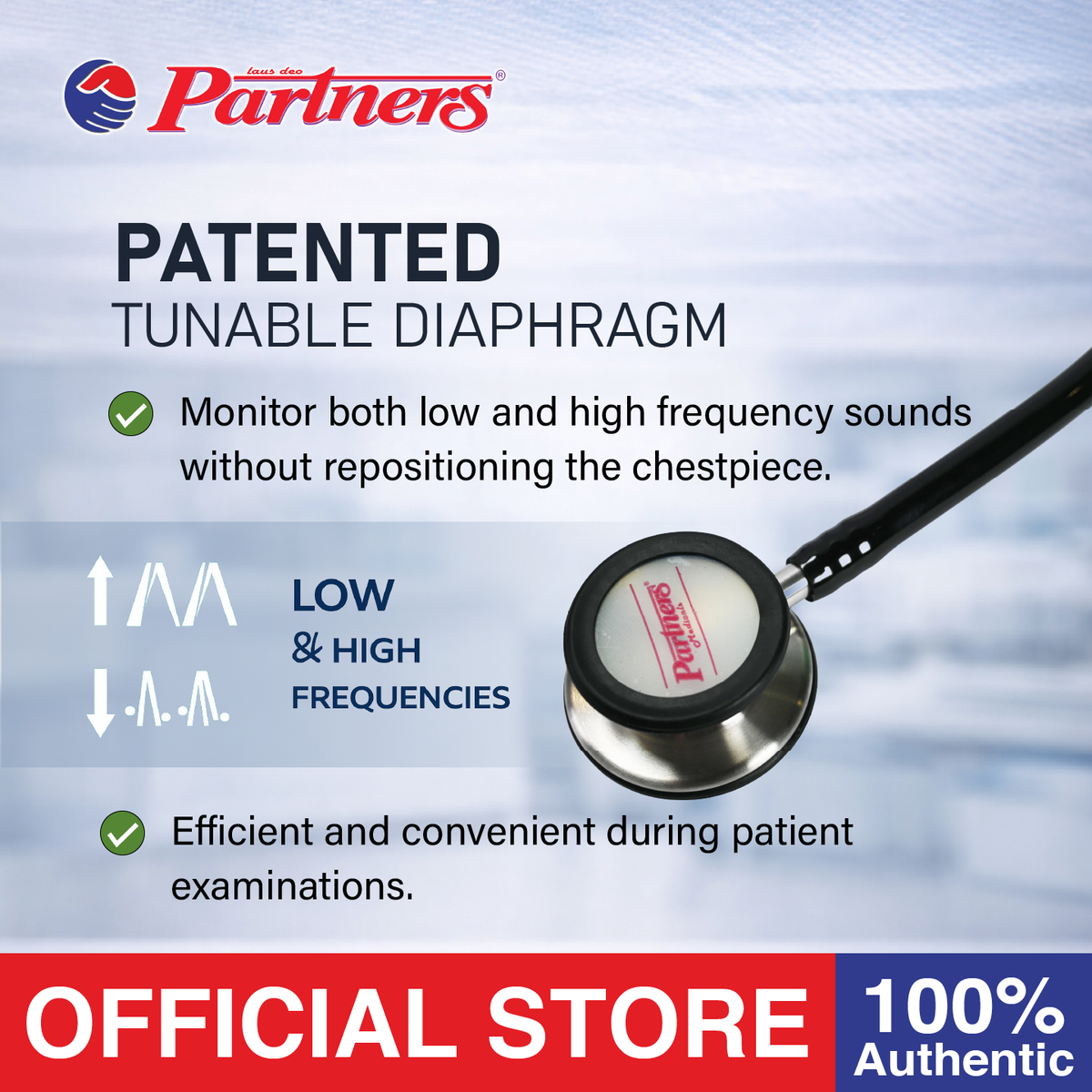 Partners Stethoscope Littmann- Type Pedia ( Black )