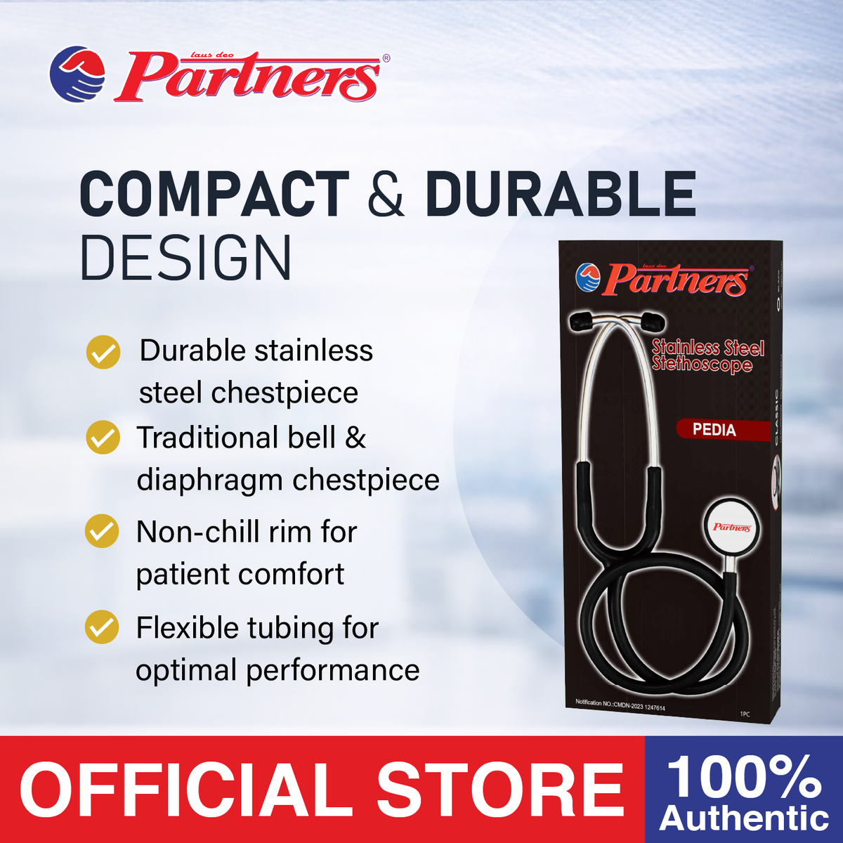 Partners Stethoscope Littmann- Type Pedia ( Black )
