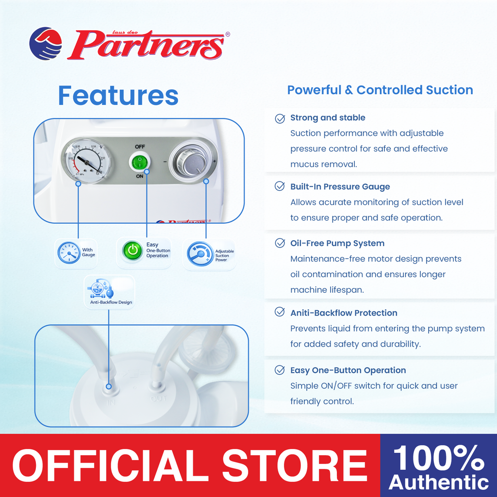 Partners Portable Phlegm Aspirator Apparatus (Suction Machine)