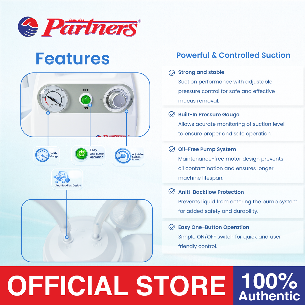 Partners Portable Phlegm Aspirator Apparatus (Suction Machine)