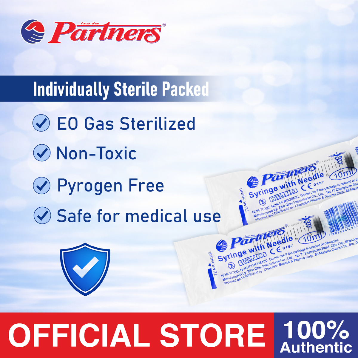 Partners Syringe 10 ml/cc Disposable - Luer Lock ( 10 PIECES )