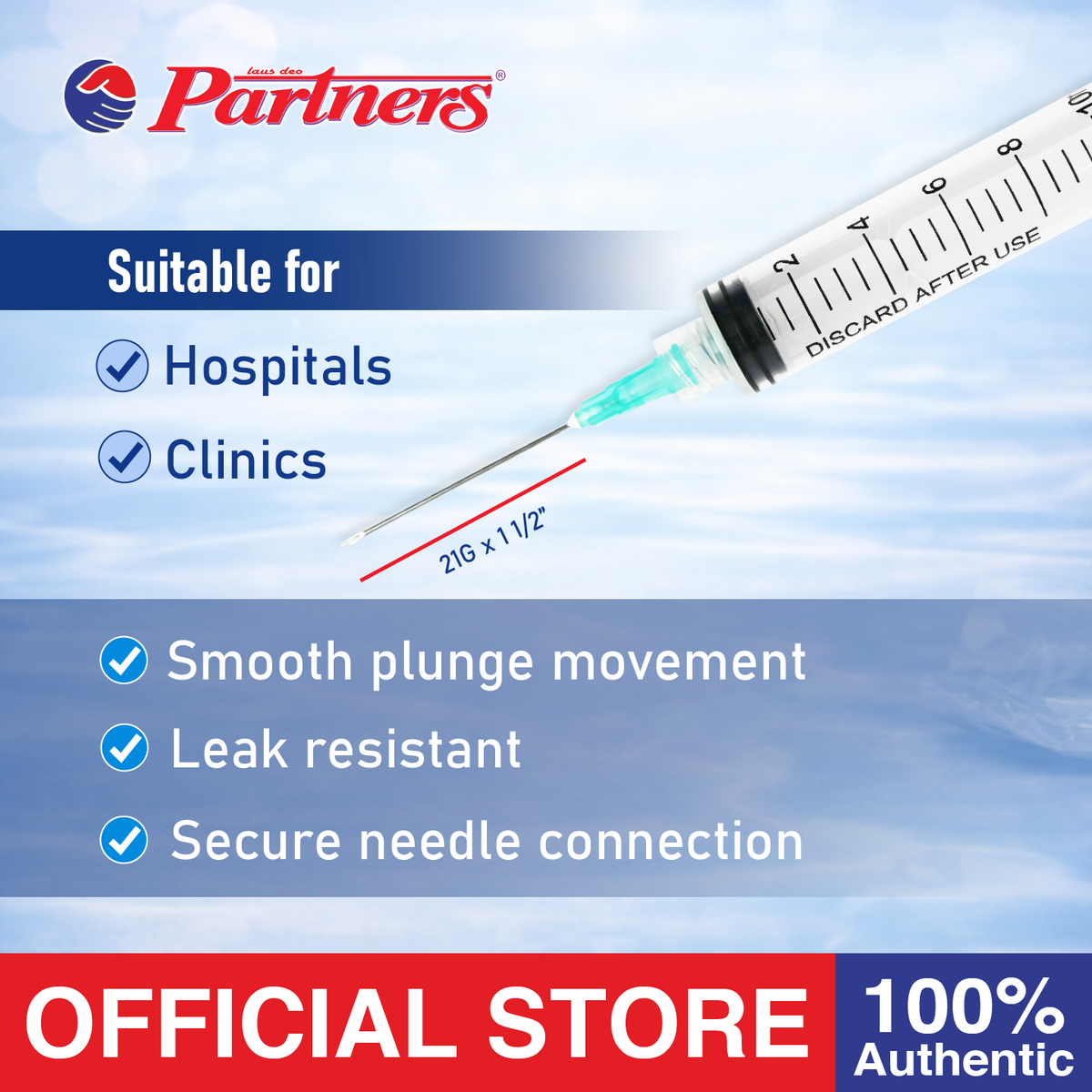 Partners Syringe 10 ml/cc Disposable - Luer Lock ( 10 PIECES )