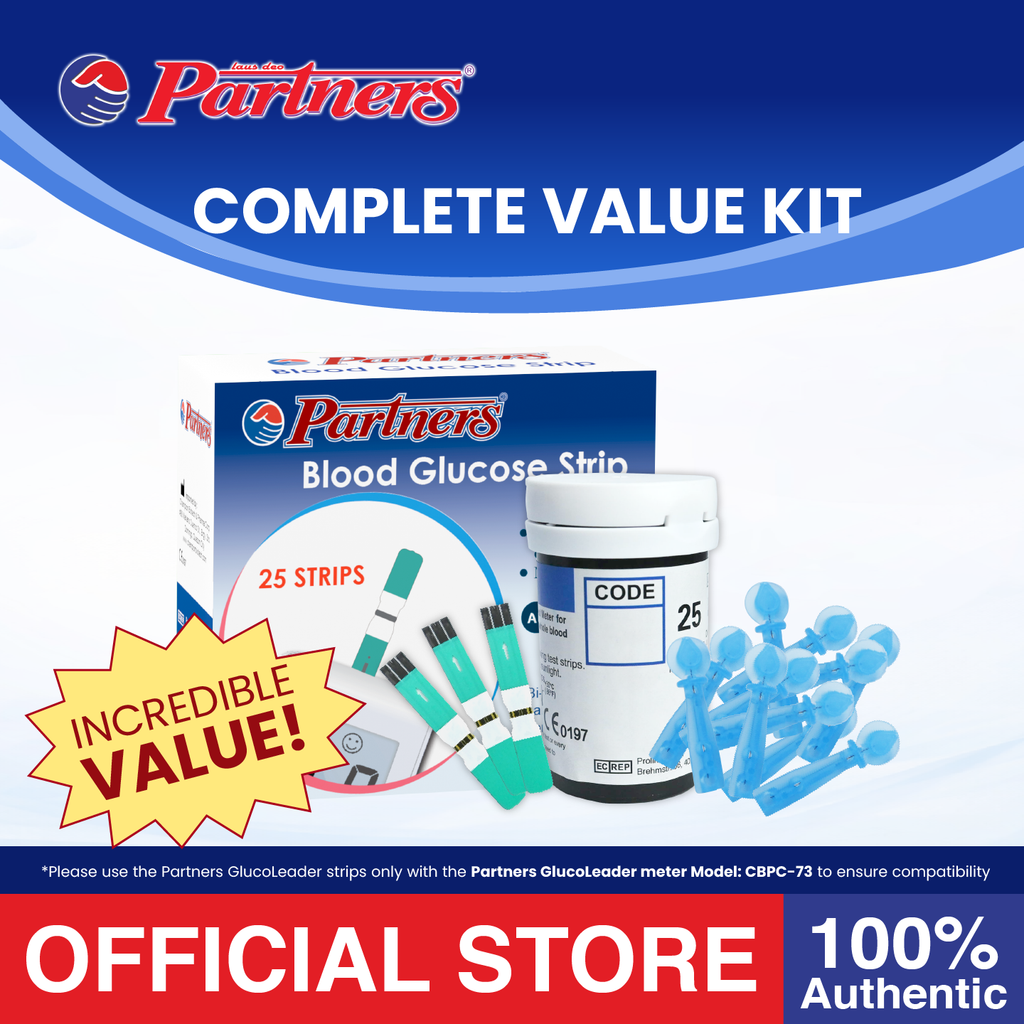 Partners GlucoLeader Value Blood Glucose Test Strip (25 pcs with Free Lancets) AUTOCODE