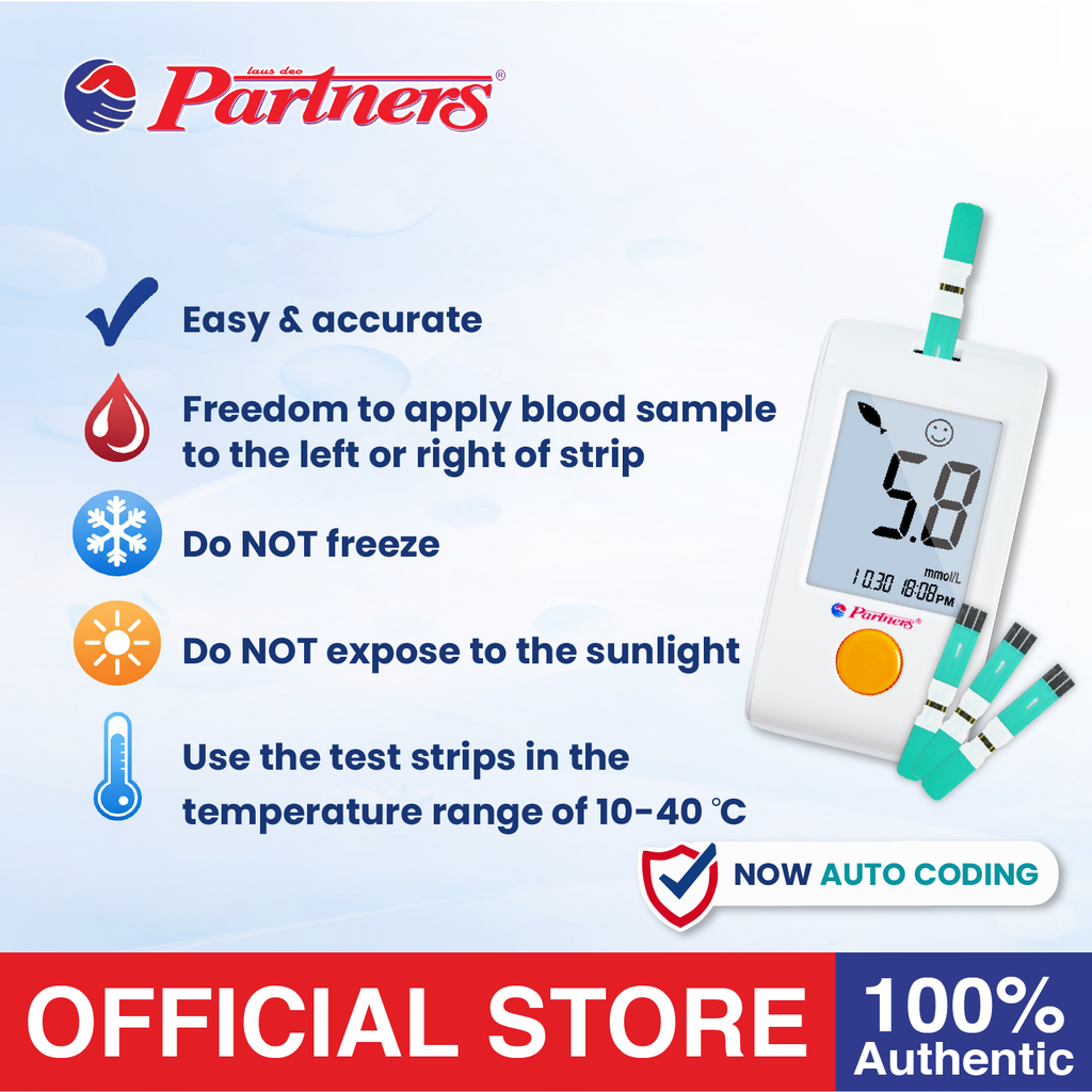 Partners GlucoLeader Value Blood Glucose Test Strip (25 pcs with Free Lancets) AUTOCODE