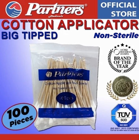 Partners Big Head Cotton Applicator (100 pcs) - Non Sterile