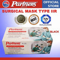 Partners Type II-R Surgical Grade Face Mask Earloop 3ply Disposable - 1 box - Black