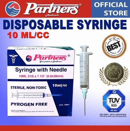 Partners Syringe 10 ml/cc Disposable - Luer Lock ( 10 PIECES )