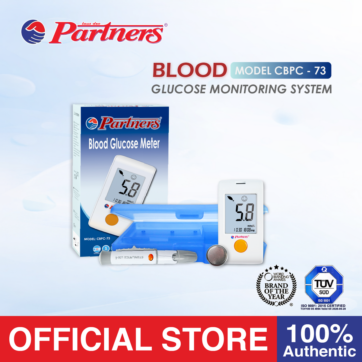 Partners Glucoleader Value Blood Glucose Monitoring System Model: CBPC-73